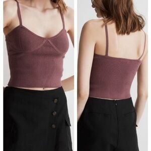 Madewell Corset Detail Crop Tank Sweater Pressed Grape XL NWT